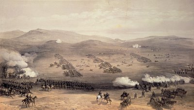 Charge van de Lichte Cavalerie Brigade, 25 oktober 1854, gegraveerd door E. Walker, uitgegeven door Colnaghi und Co, 1855 door William Crimea Simpson